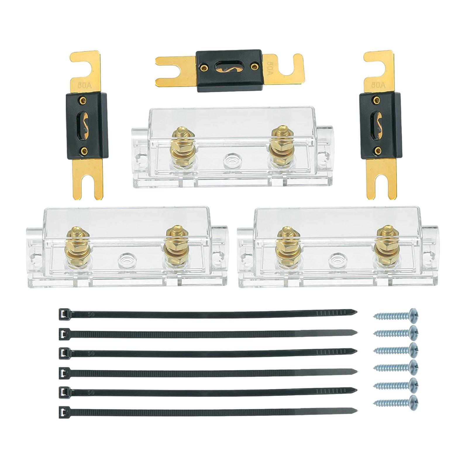 3Pcs Anl Fuse with Fuses Holders Anl Fuse Holder Automotive Replacement Anl Fuse Holder for Boat Vehicle Audio Video