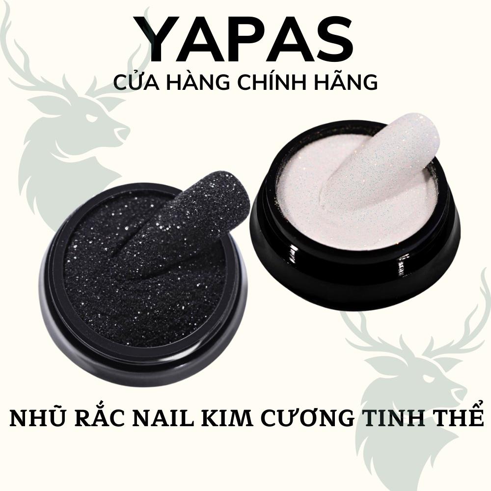 Nhũ rắc móng nail đen trắng tinh thể màu, hũ nhũ cát nail kim cương mịn ánh màu kim tuyến