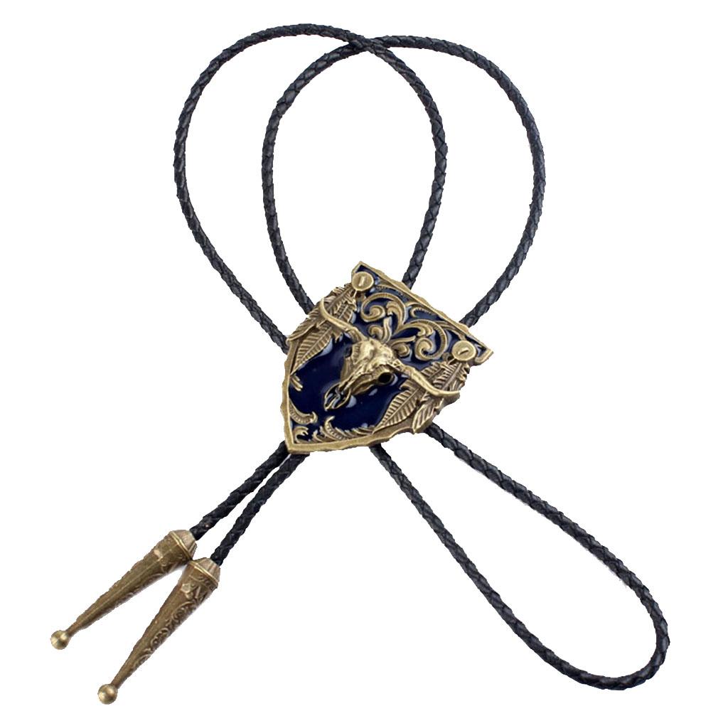 Men's Vintage Western Cowboy Rodeo Cow Bolo Tie Bola Pendant Necklace