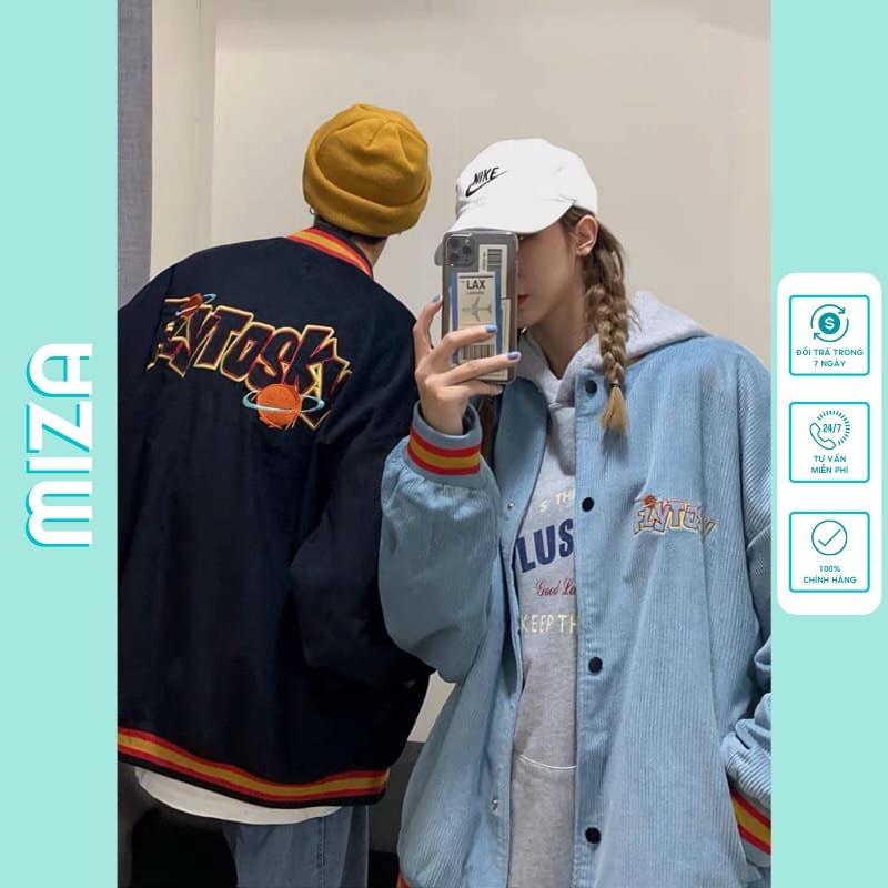 Áo khoác nhung nam nữ bomber unisex gió jacket cúc bấm form rộng local brand ulzzang phong cách hàn quốc đep FLYTOSKY