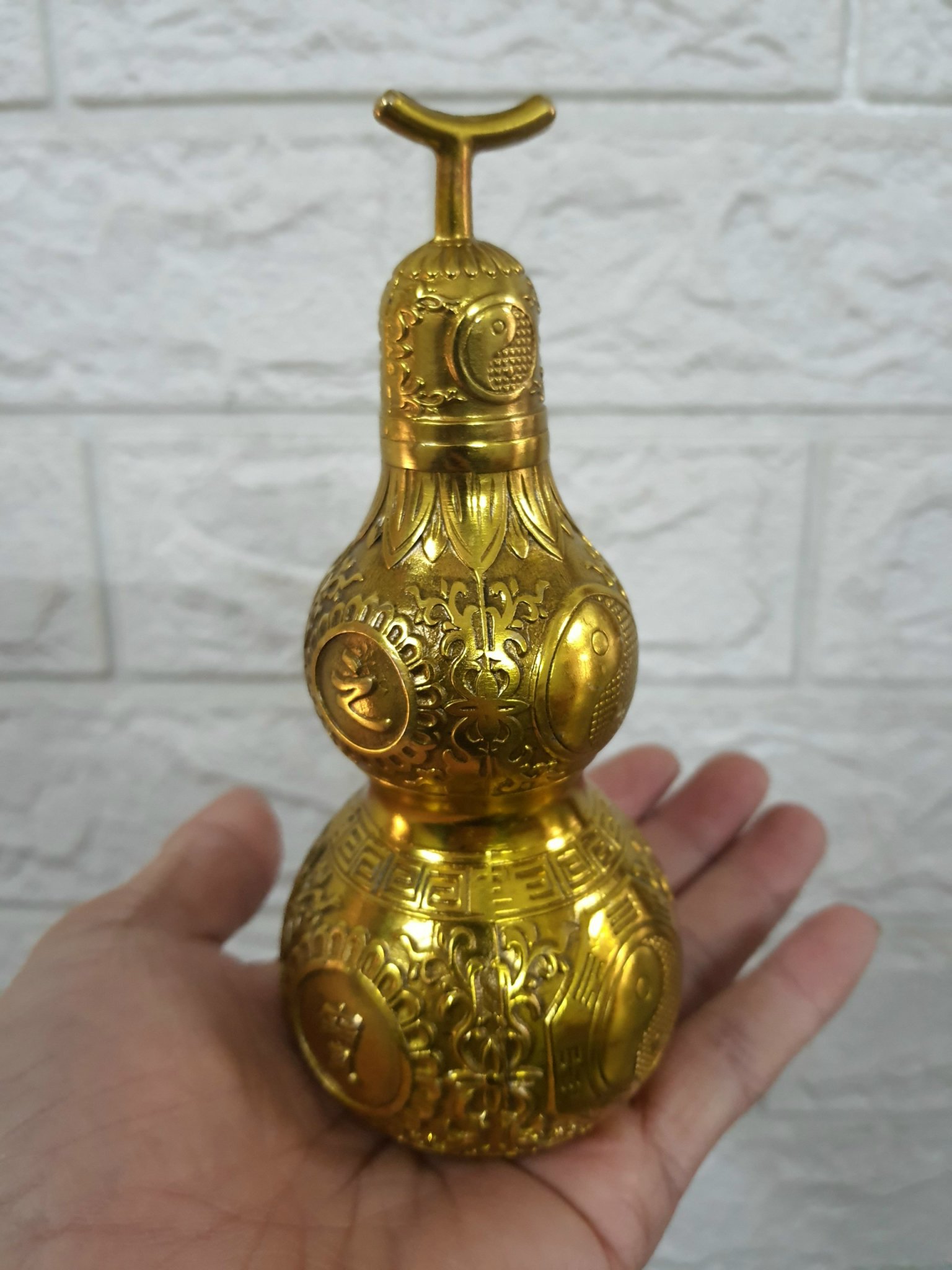 Hồ lô bát quái chất liệu bằng đồng MS021