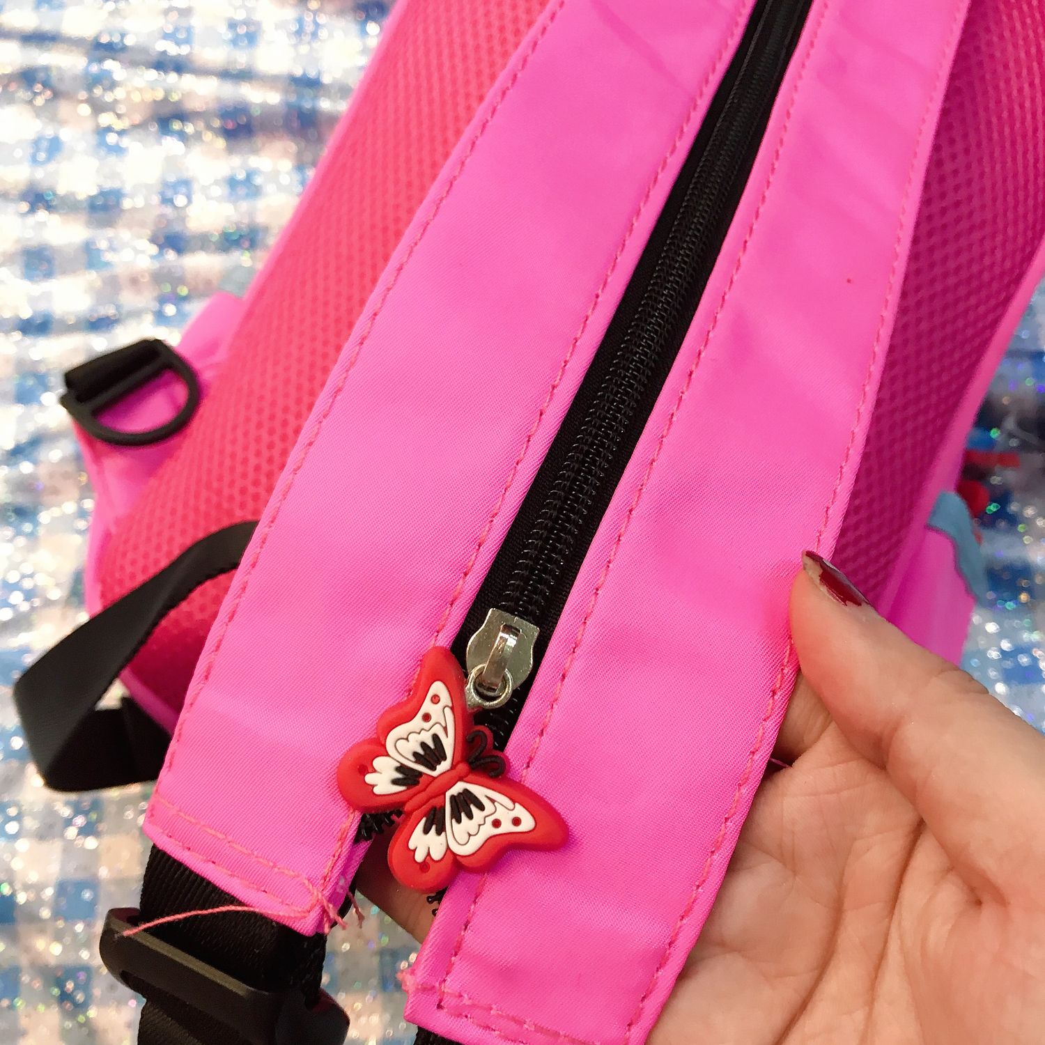 Balo kèm túi bao tử 2in1 ráp hột sáng tạo 12'' màu hồng đậm tím cho bé - BLTBTLEGOHDT -