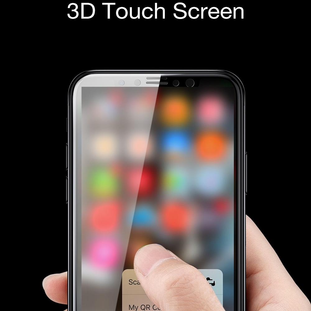 Miếng dán kính cường lực full 3D cho iPhone 11 Pro 5.8 inch / iPhone X / iPhone Xs mỏng 0.23mm hiệu Baseus Silk-Screen cảm ứng siêu nhạy, hiển thị Full HD - Hàng nhập khẩu