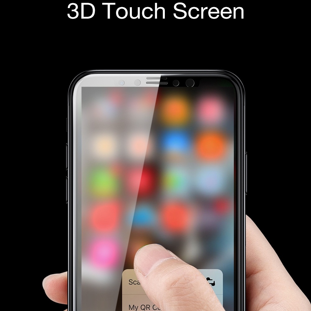 Miếng dán kính cường lực full 3D cho iPhone 11 Pro 5.8 inch / iPhone X / iPhone Xs mỏng 0.23mm hiệu Baseus Silk-Screen cảm ứng siêu nhạy, hiển thị Full HD - Hàng nhập khẩu