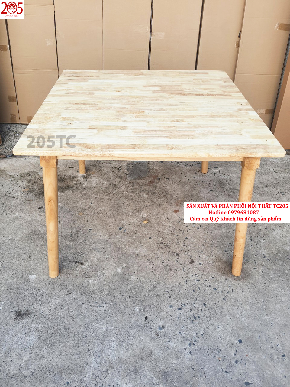 BÀN VUÔNG 100x100x75 cm SỬ DỤNG ĐƯỢC CHO 8 GHẾ -> 10 ghế GỖ CAO SU 100% - 205TC Wood Square Dining Table, 100% Rubber Wood Natural Walnut