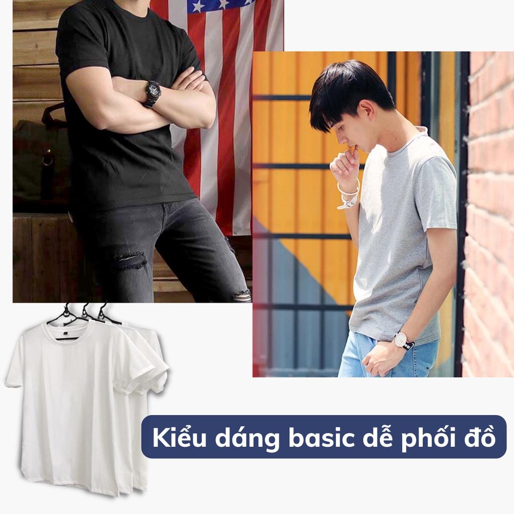 Áo Thun Trơn Nam Nữ Tay Ngắn Nhiều Màu Vải Dày Mịn Không Xù Lông