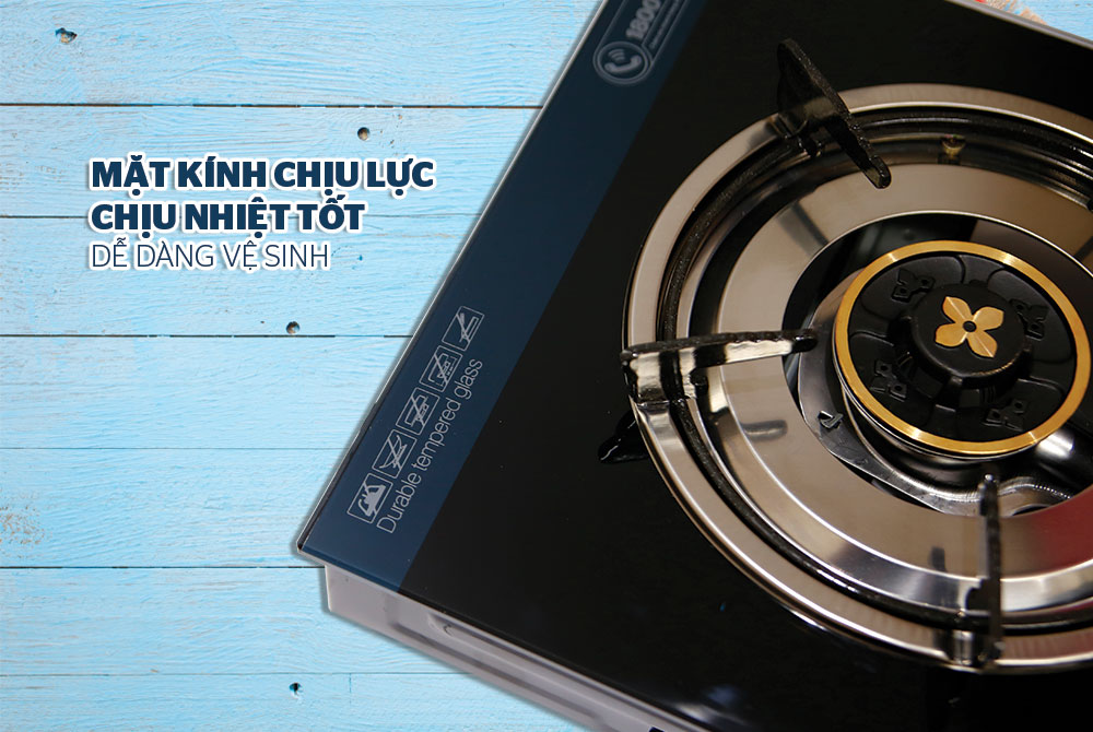 Combo Bếp gas dương đơn kính họng thường SUNHOUSE SHB212KT Kèm Van Dây - Hàng Chính Hãng