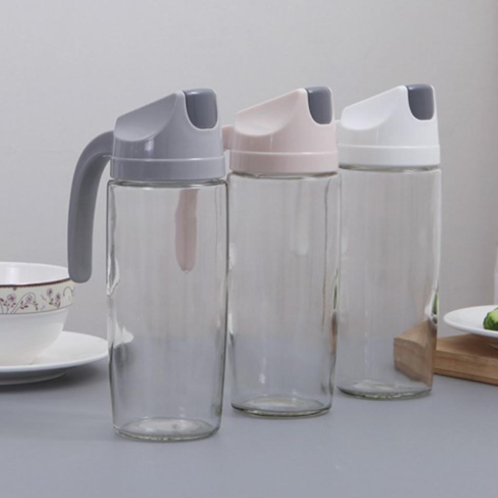 2X Glass Oil Bottle Vinegar Olive Spice Dispenser Leak-Proof Kitchen Tool,600ml