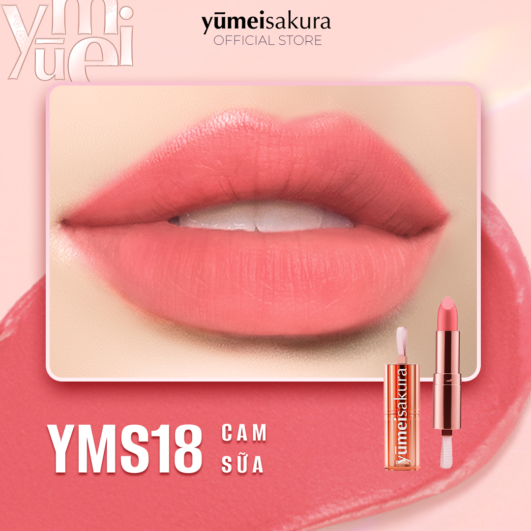 Son Thỏi Màu Cam Sữa Lì Mịn Siêu Dưỡng Yumeisakura Chotto Matte Milky Orange Lipstick YMS18 3.5g