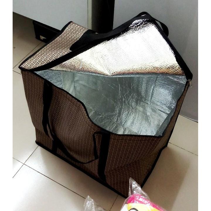 Túi giữ nhiệt lớn D 50 x C50cm x R 30cm vải bố dầy, hình hộp ngang, nặng 600gr