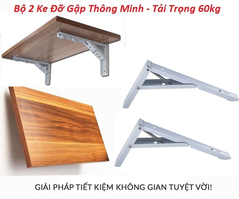 Bộ 2 chiếc giá đỡ gập thông minh giúp tiết kiệm diện tích chất liệu thép không gỉ. Chiều dài từ 8 inch đến 20 inch ( 19cm-48cm)