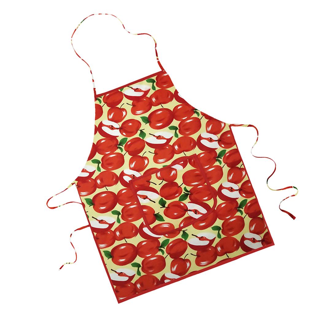 Printed Apron Cotton Fruit Pattern Apron for Unisex Red Apple