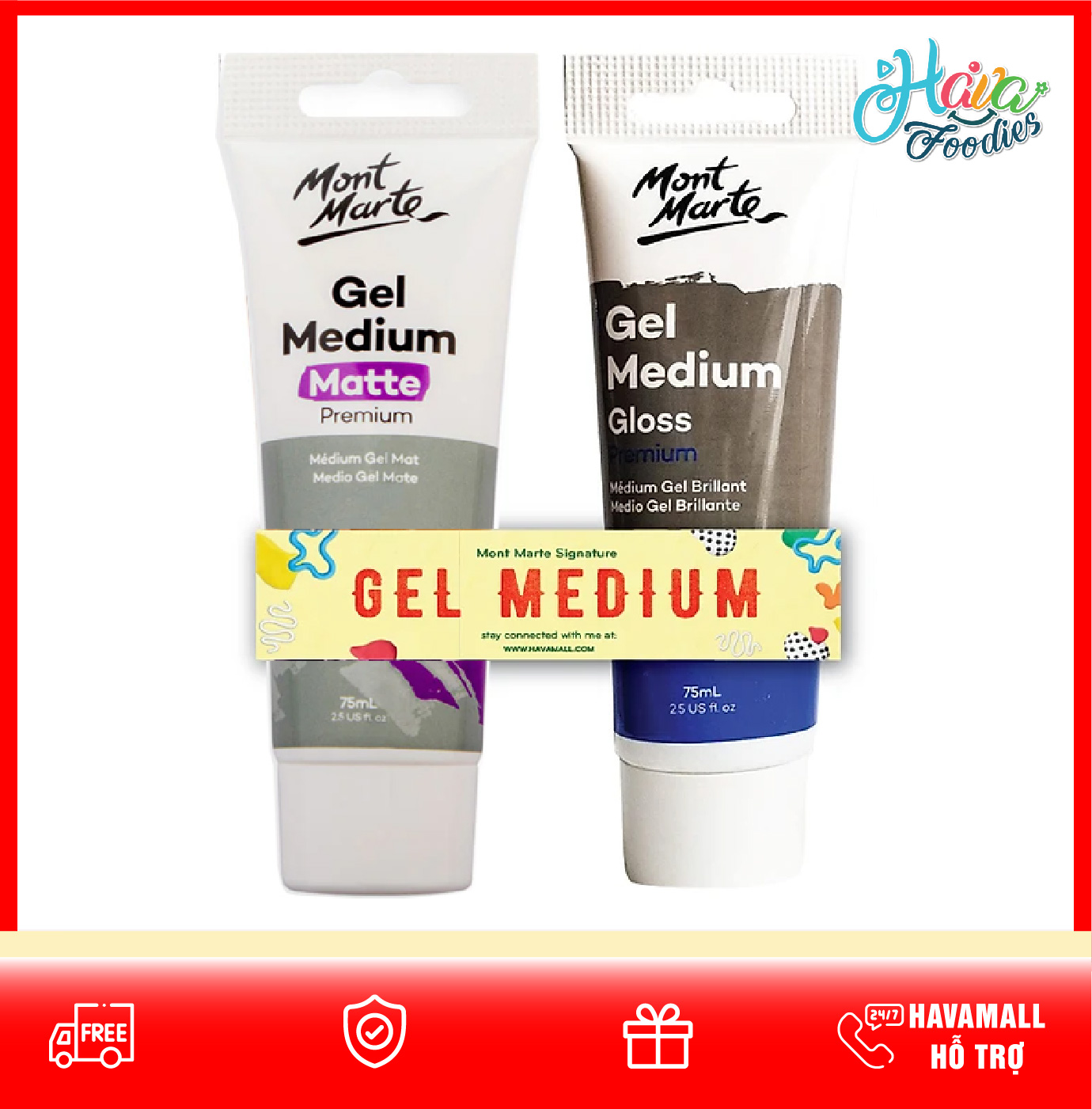 Combo Dung Dịch Pha Màu Dạng Gel Tăng Độ Bóng Mont Marte 75ml x 2
