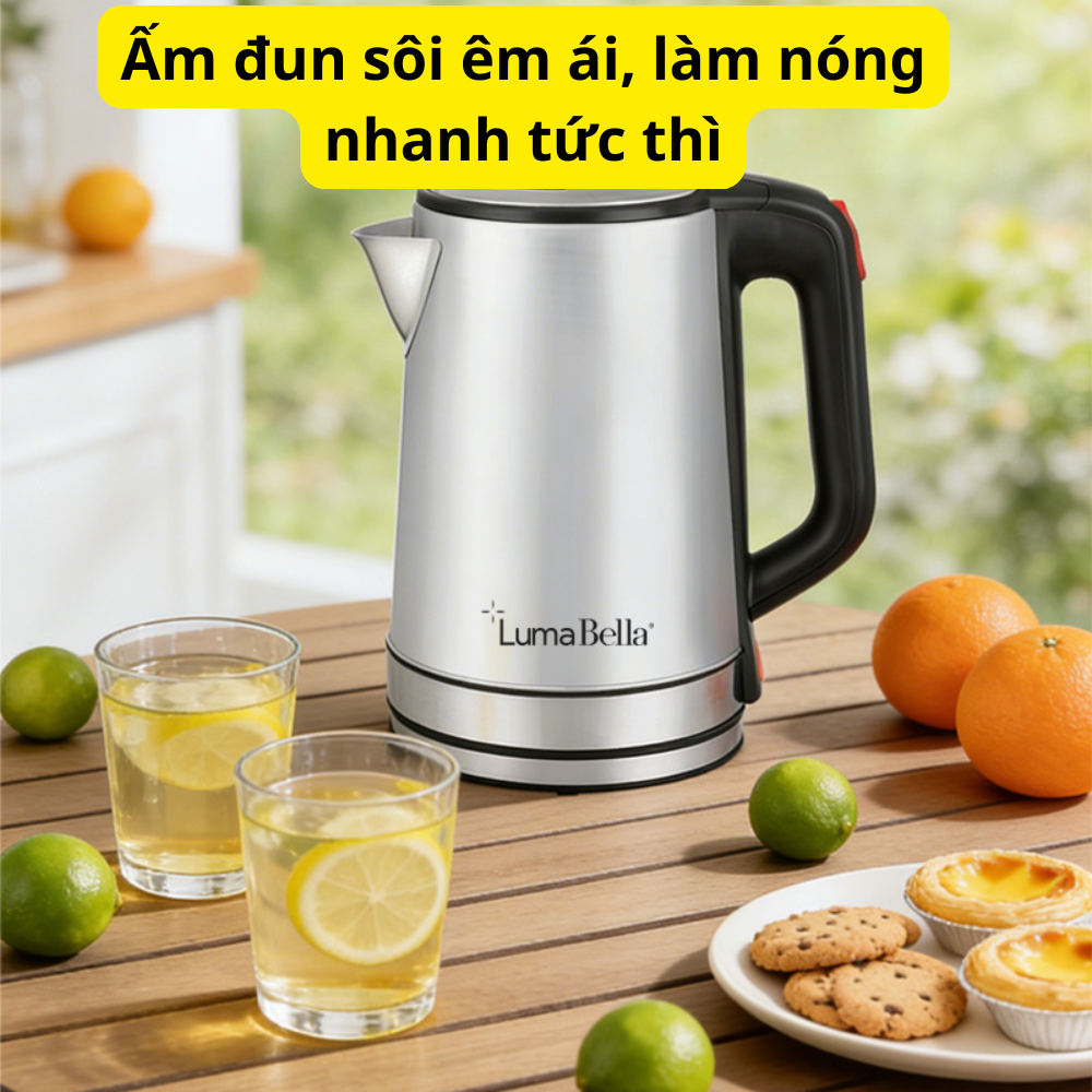 Ấm đun nước siêu tốc INOX304 Lumabella B-3013 dung tích lớn 2.3L, công suất cao 1500W, hâm nước pha sữa nhanh chóng, dễ sử dụng, vô cùng tiện lợi - DELIYA - HÀNG CHÍNH HÃNG