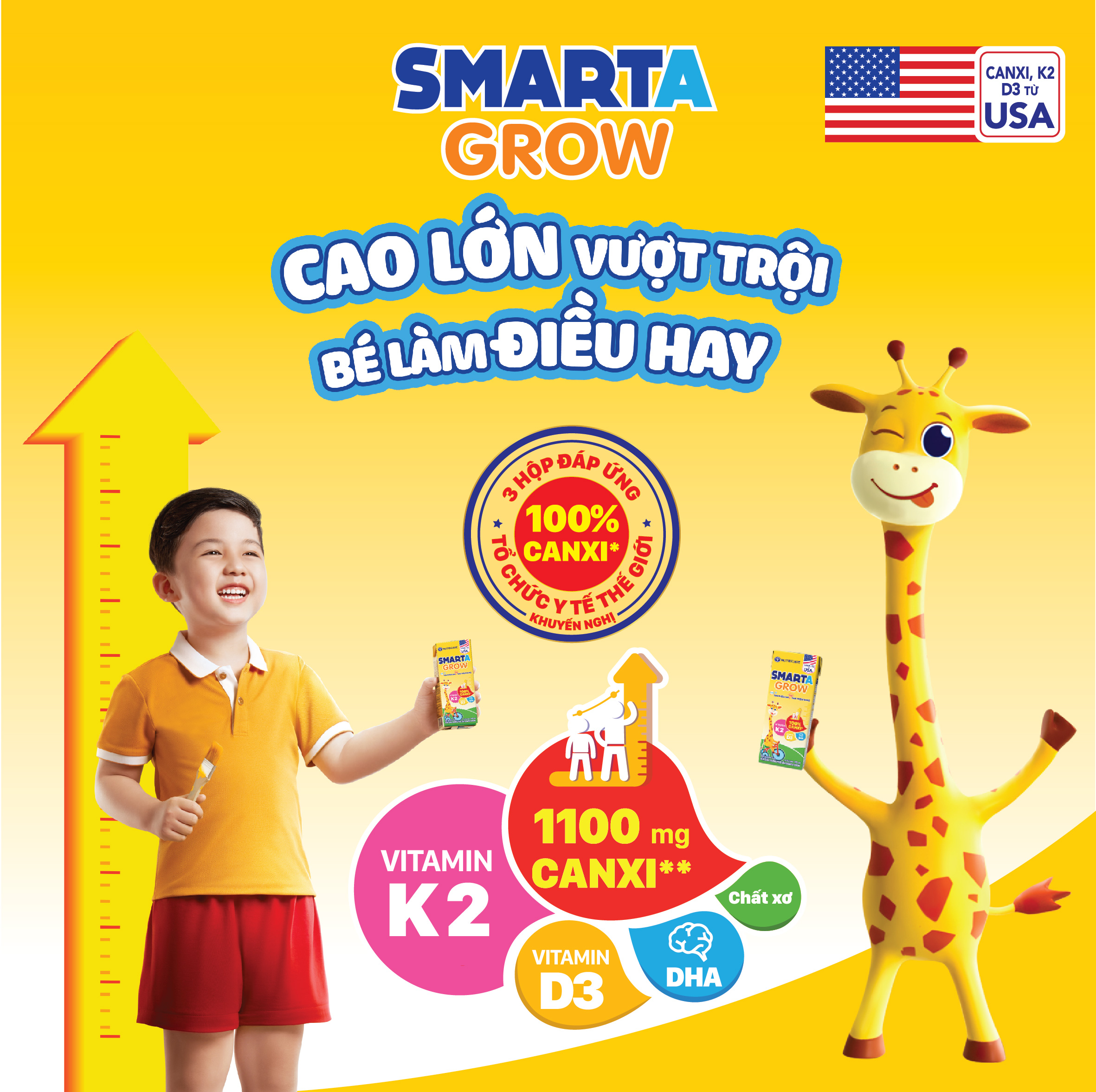 [Mua 11 lốc tặng 1] Sữa nước Nutricare Smarta Grow vị trái cây nhiệt đới (180ml)