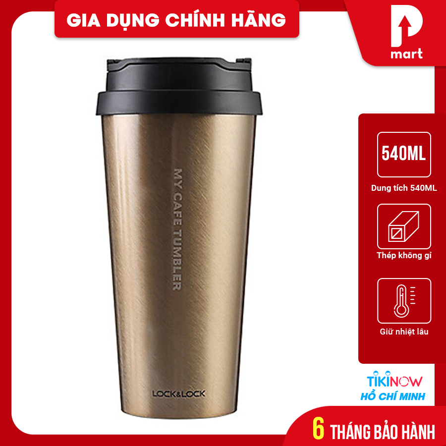 Ly Giữ Nhiệt Bằng Thép Không Gỉ Lock&amp;Lock Clip Tumbler LHC4151GOD (540ml) - Gold