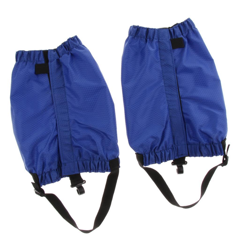 2x Outdoor Waterproof Ankle Walking Gaiters Boots Snow Leg Guard Black+Blue