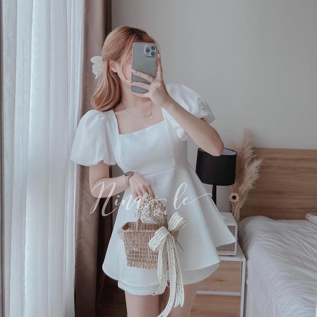 Sét bộ áo tay phồng cổ vuông phối quần đùi màu sắc dịu dàng thời trang nữ dự tiệc, dạo phố