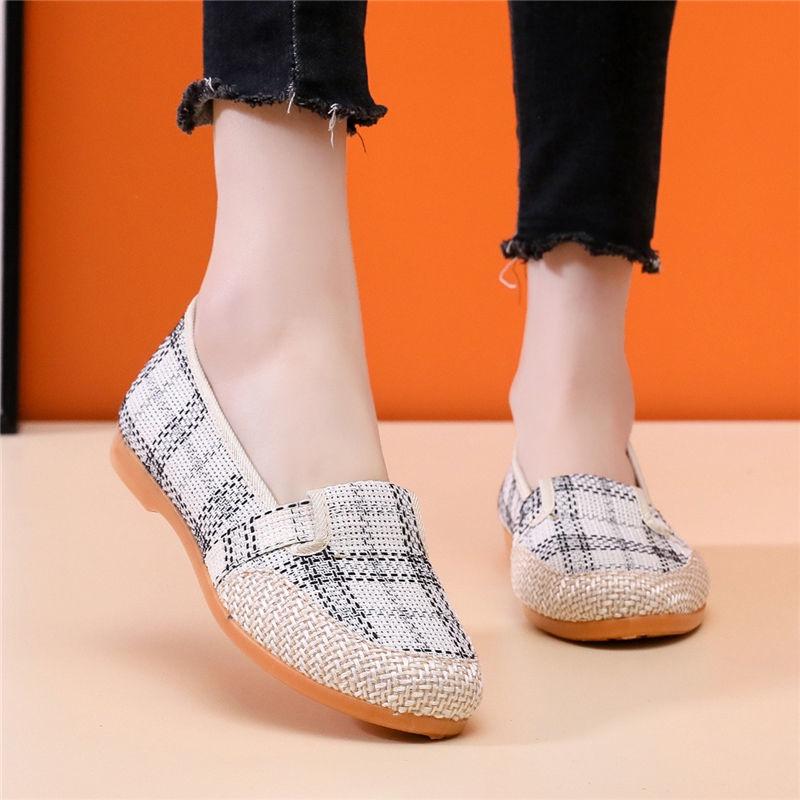 Giày Lười Nữ Vải Canvas Đế Bằng Phong Cách Mới