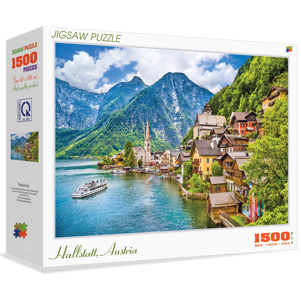 Bộ tranh xếp hình cao cấp 1500 mảnh ghép (60x100cm) – Hallstatt, Austria