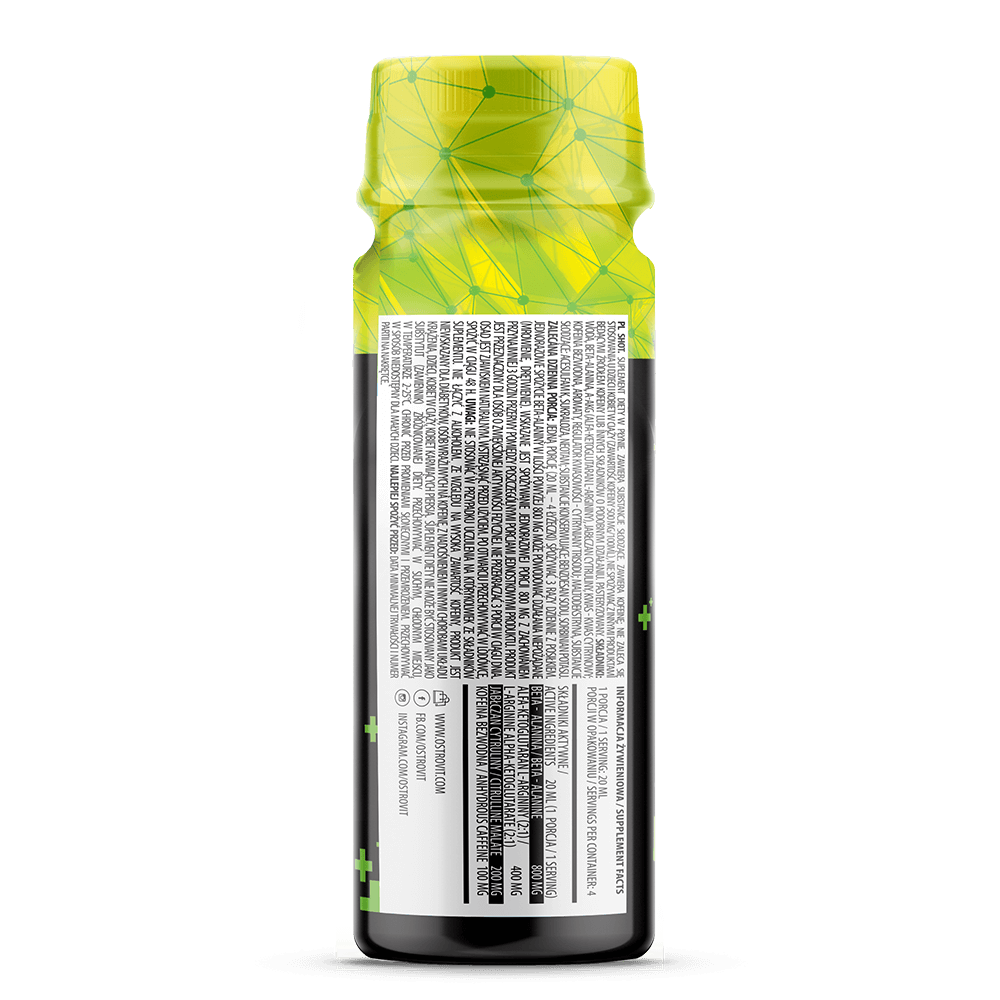 OstroVit Pre-Workout SHOT 80ml Nước Tăng Lực, Hỗ Trợ Tỉnh Táo Trước Tập, Tăng Sức Mạnh, Sức Bền, Combo 5 Chai