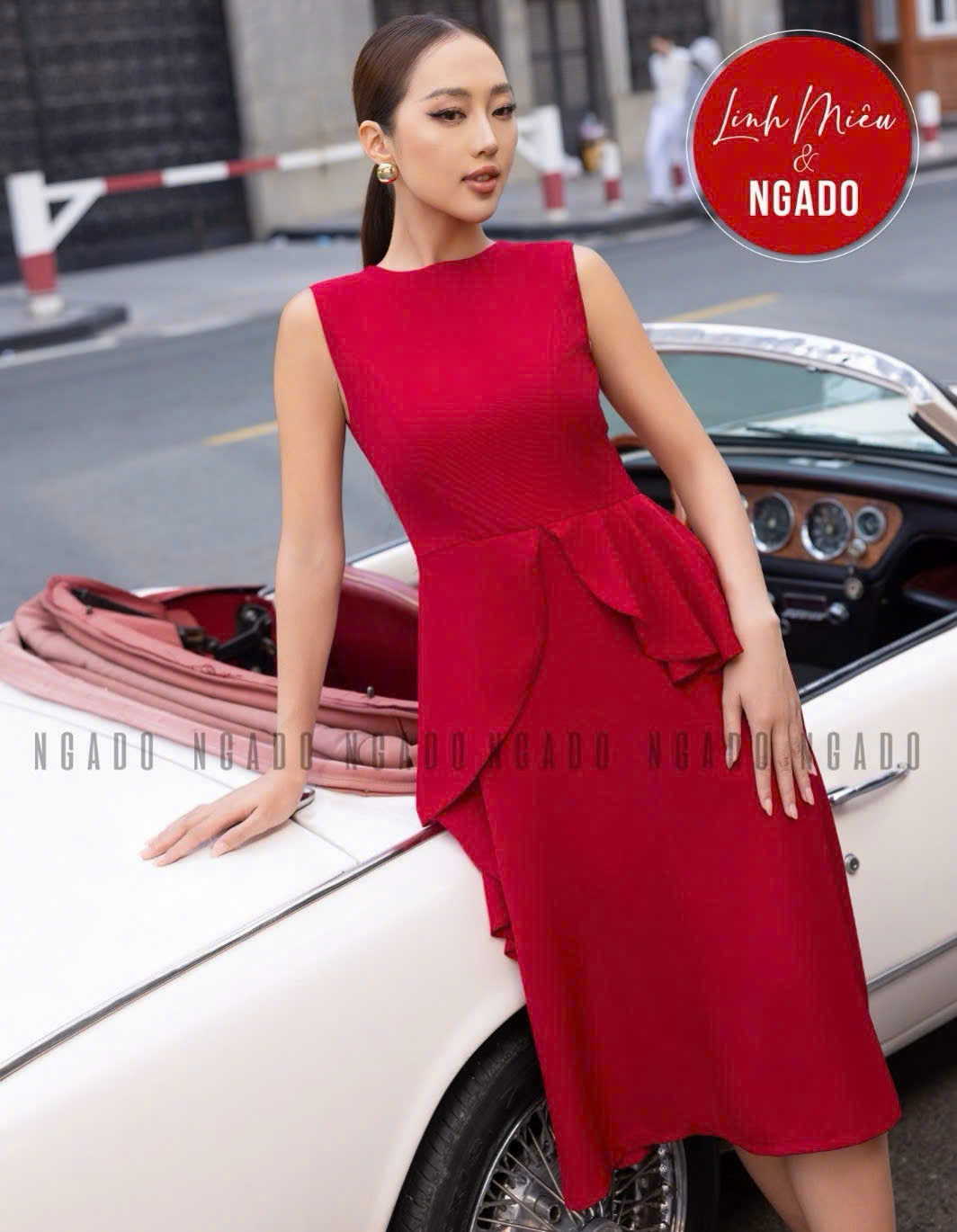 Đầm đỏ peplum NGADO , đầm kiểu nữ , đầm công sở , dự tiệc