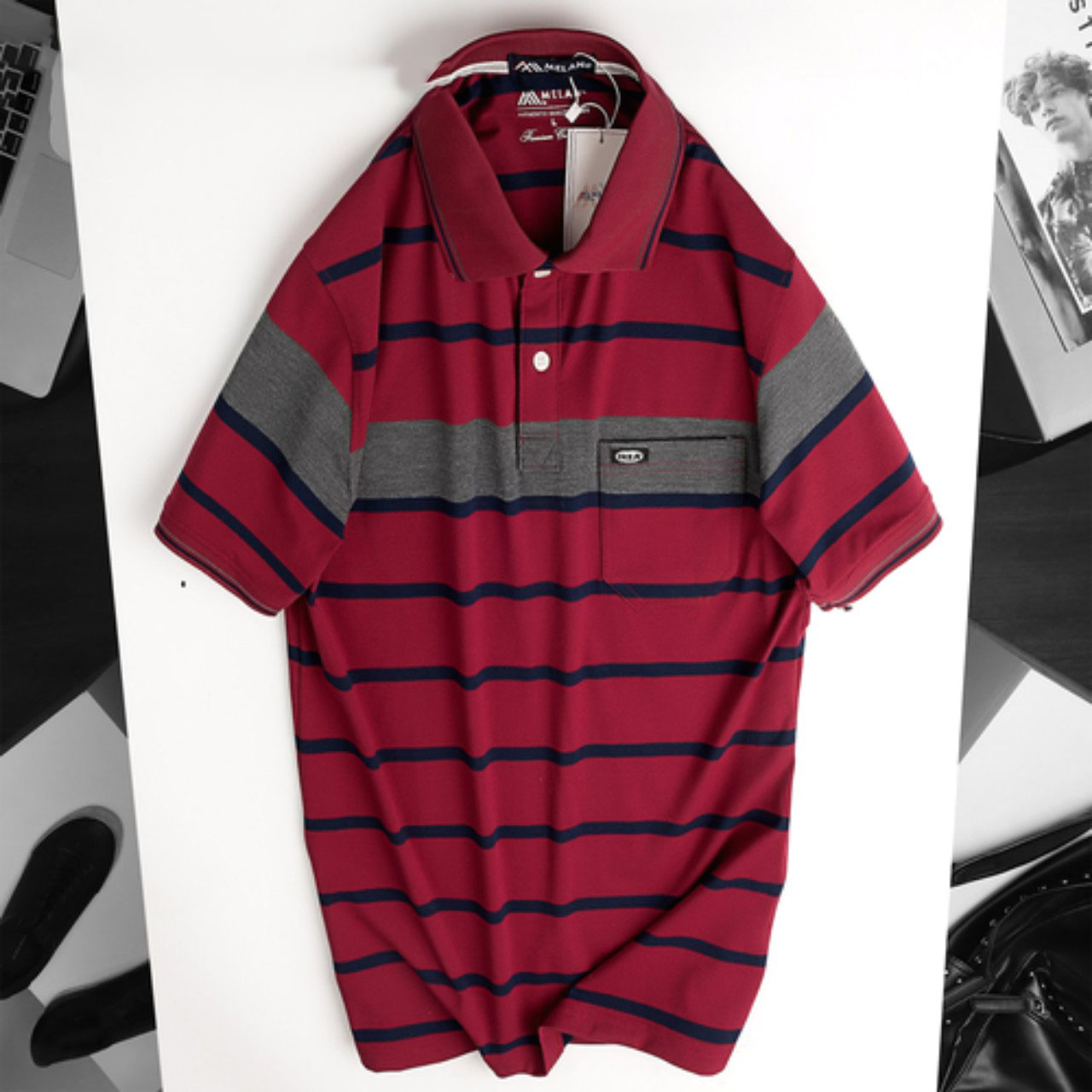 Áo Thun sọc POLO Nam thời trang Có Túi Cao Cấp AS108