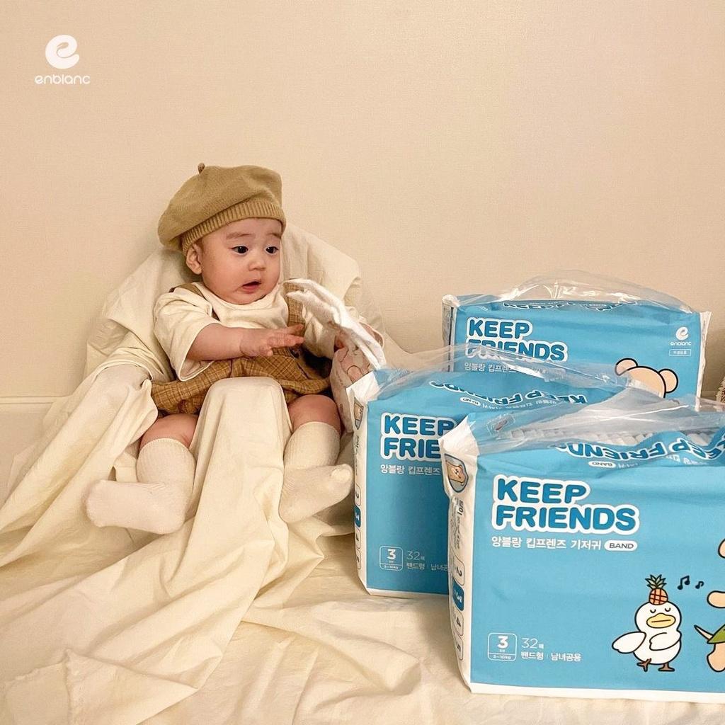 ( Date T6,7 / 2024 ) Combo 2 Bịch Tã Dán Hàn Quốc ENBLANC KEEP FRIENDS Cho Bé Size M (5-10kg) 32 Miếng Thấm Hút Nhanh, Chống Tràn, Khô Thoáng