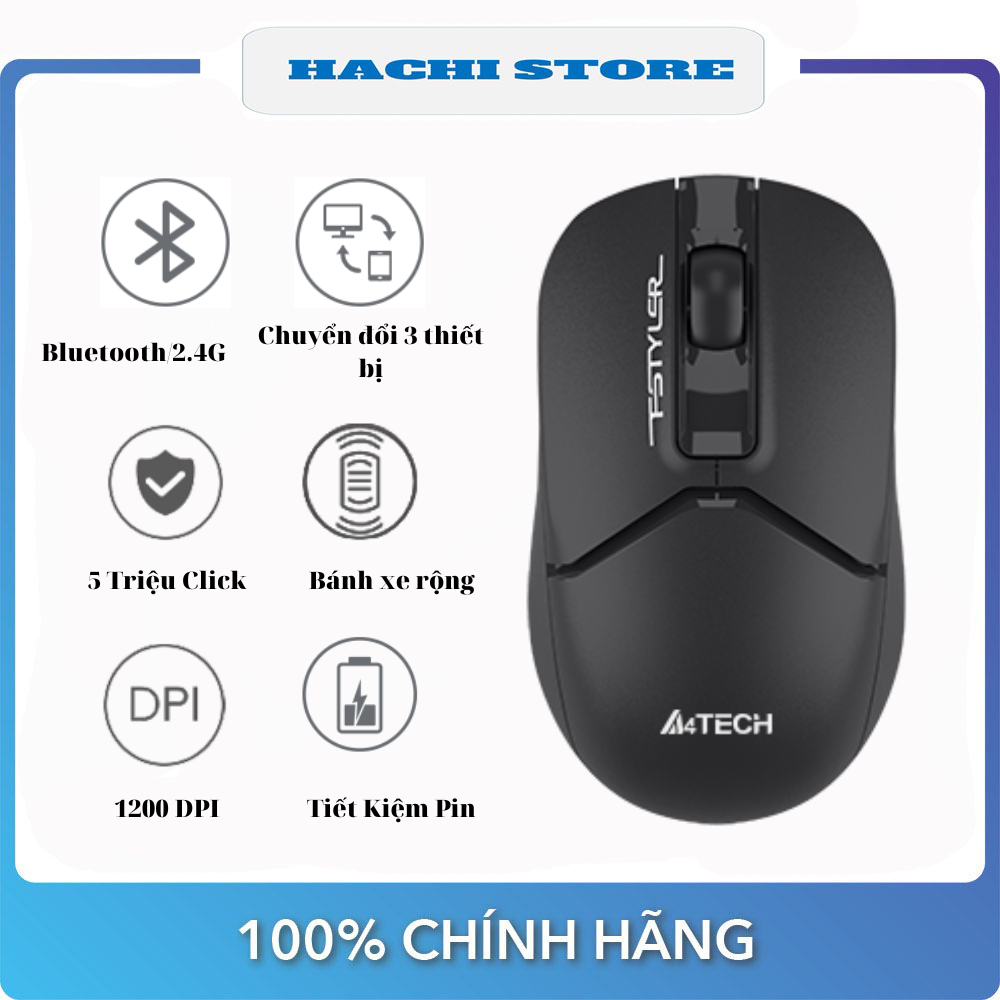 Chuột Không Dây Bluetooth + Wireless 2.4G A4TECH FB12 - Hàng Chính hãng