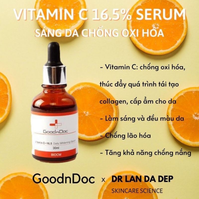 Serum dưỡng sáng mờ thâm nám Goodndoc Vitamin C-16.5 Daily Whitening Serum