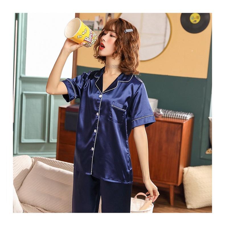 Bộ pijama nữ lụa bận nhà phong cách hàn quốc đơn giản nhiều màu BK05