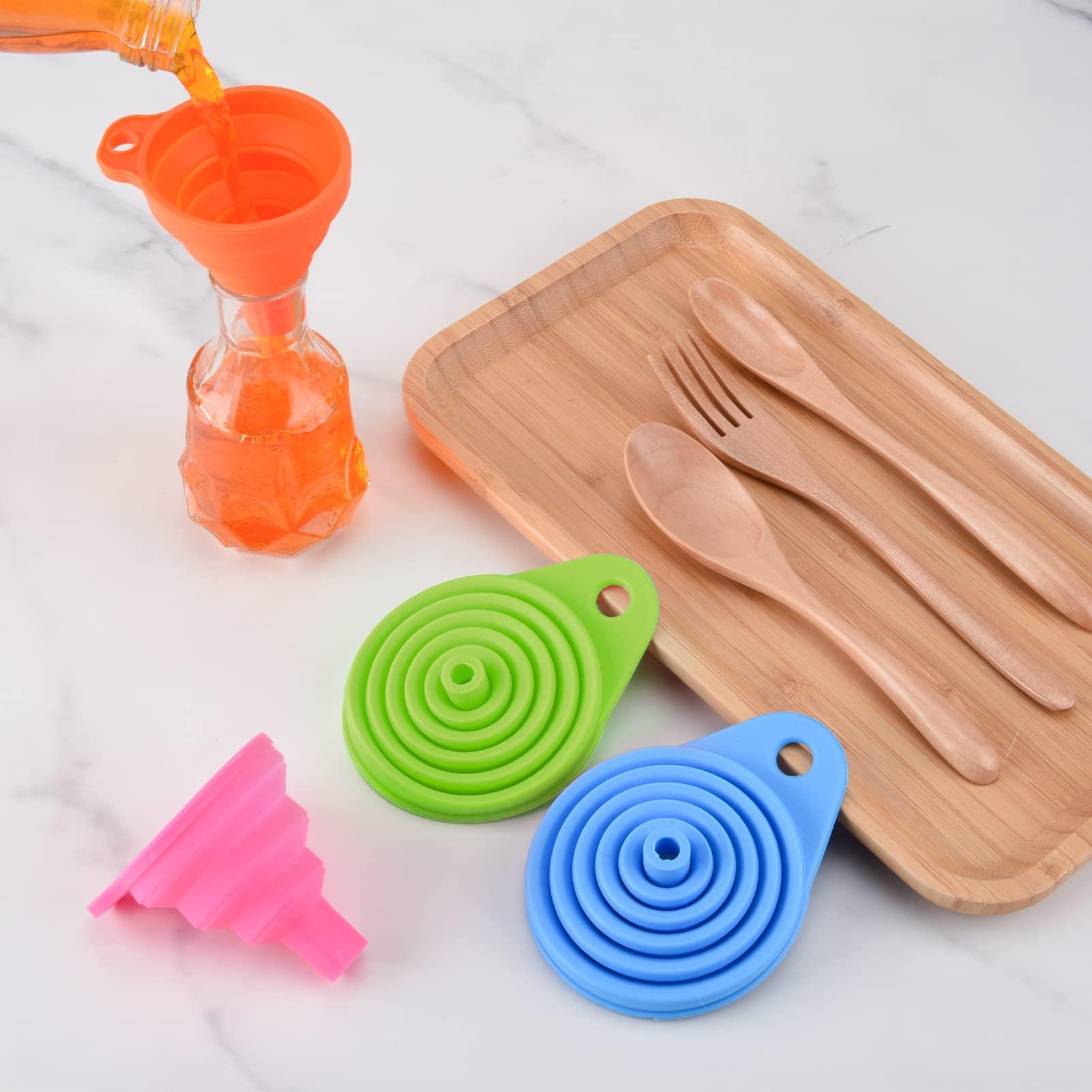 Nhà bếp phễu silicon, 5 miếng phễu lớn và phễu nhỏ bộ thiết bị nhà bếp có thể gập lại