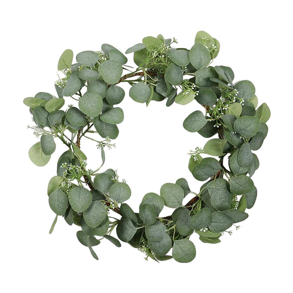 18" Artificial Front Door Wreath Green Leaves Garland Hanging