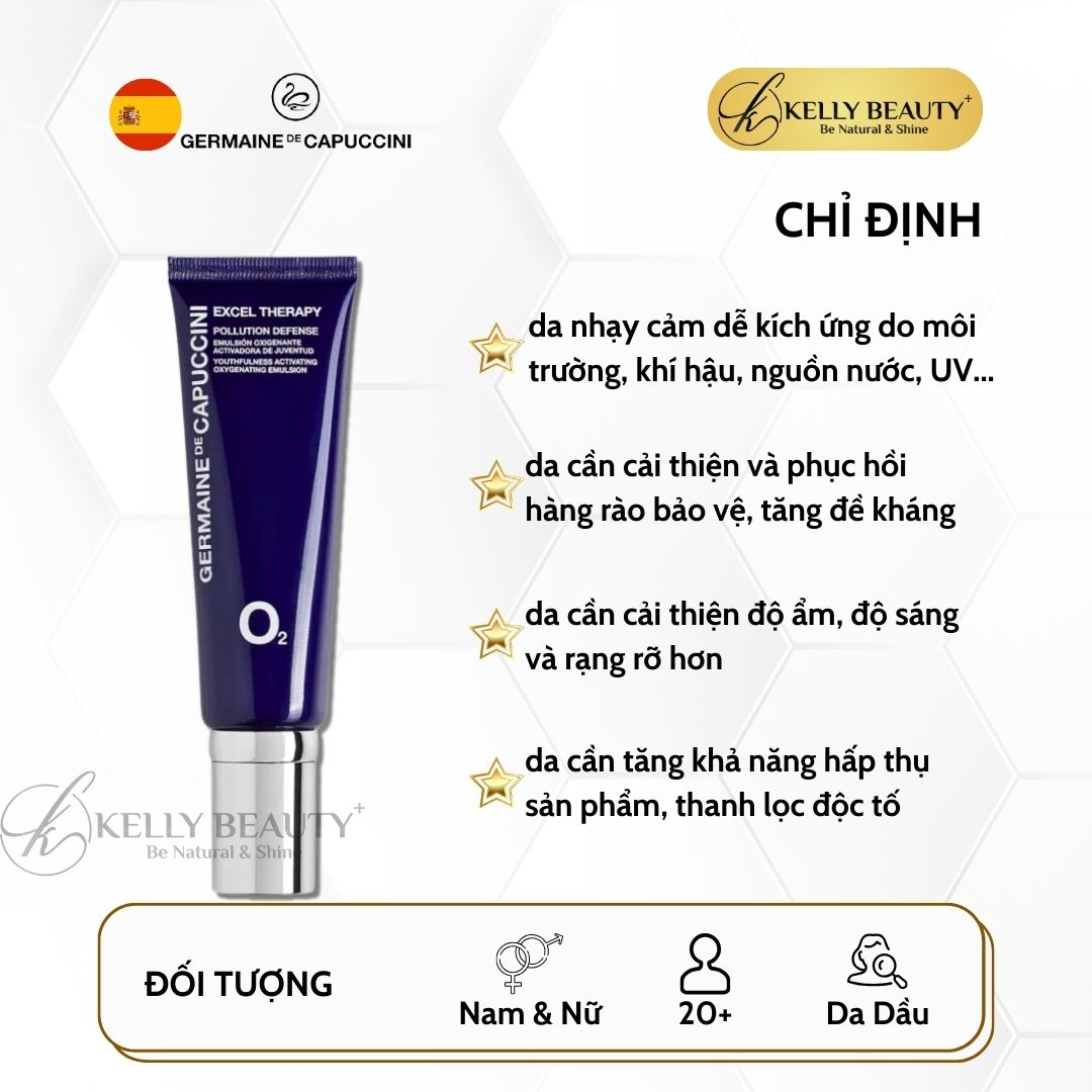 Nhũ Tương Thanh Lọc Trẻ Hóa Da Germaine Excel Therapy O2 Pollution Defense Emulsion | Kelly Beauty
