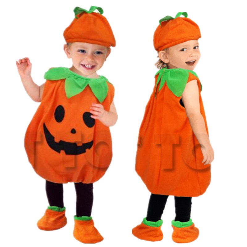 Bộ Áo trái bí, nón và vớ hóa trang Halloween cho bé