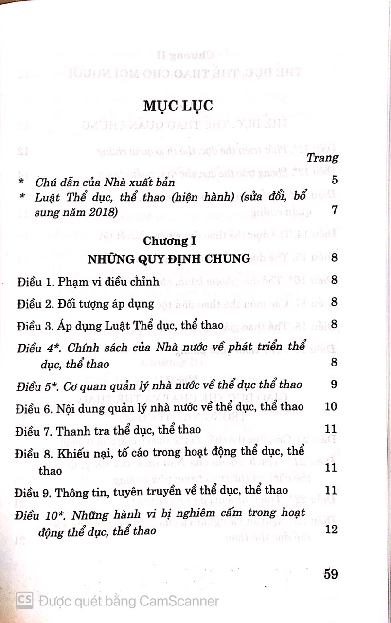 Luật thể dục thể thao ( Hiện hành) ( Sửa đổi , bổ sung năm 2018)