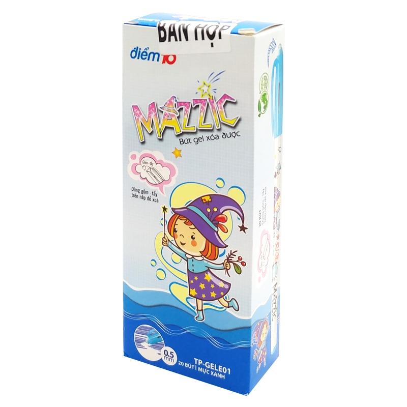 Hộp 20 Bút Bút Gel Xóa Được 0.5 mm Mazzic - Thiên Long TP-GELE01 - Mực Xanh