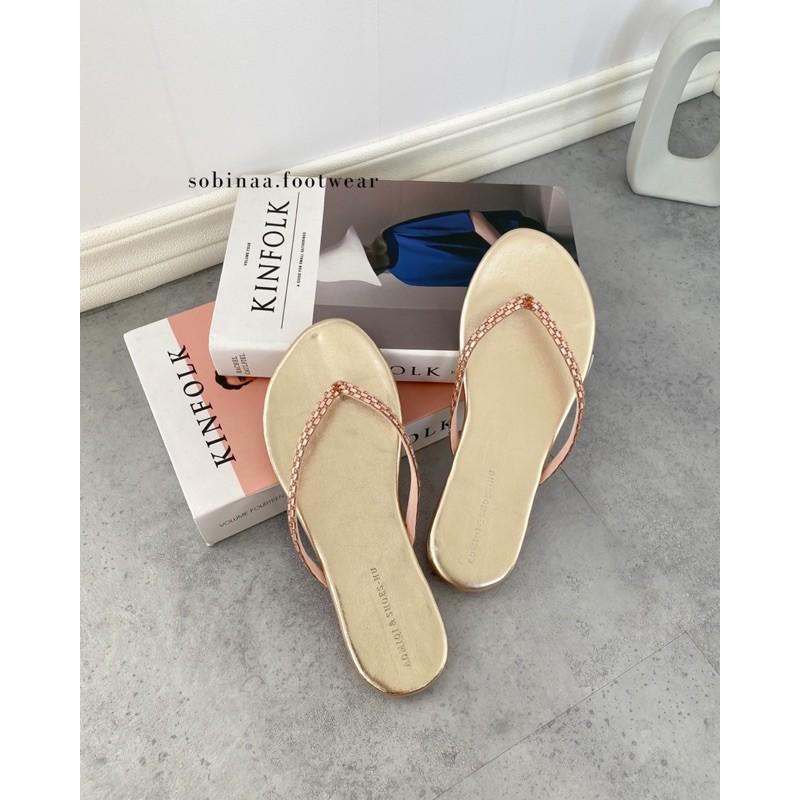 Dép Quai Ngang Đính Đá HU91 Siêu Xinh