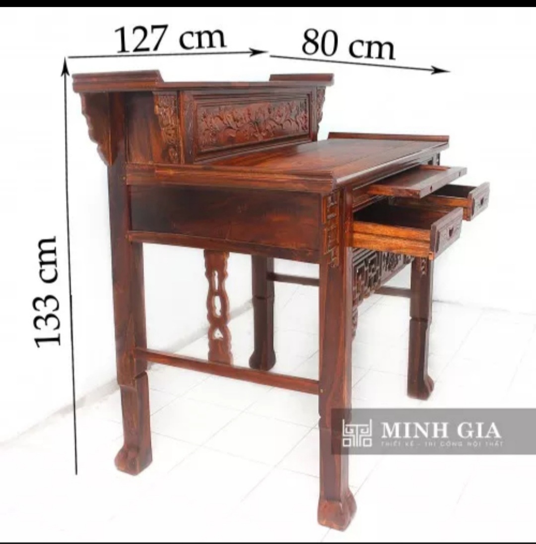 Bàn thờ gia tiên 2 tầng gỗ muồng , Bàn Thờ Phật, bàn cúng gỗ 88 CM (FREESHIP HCM 30-50 KM )