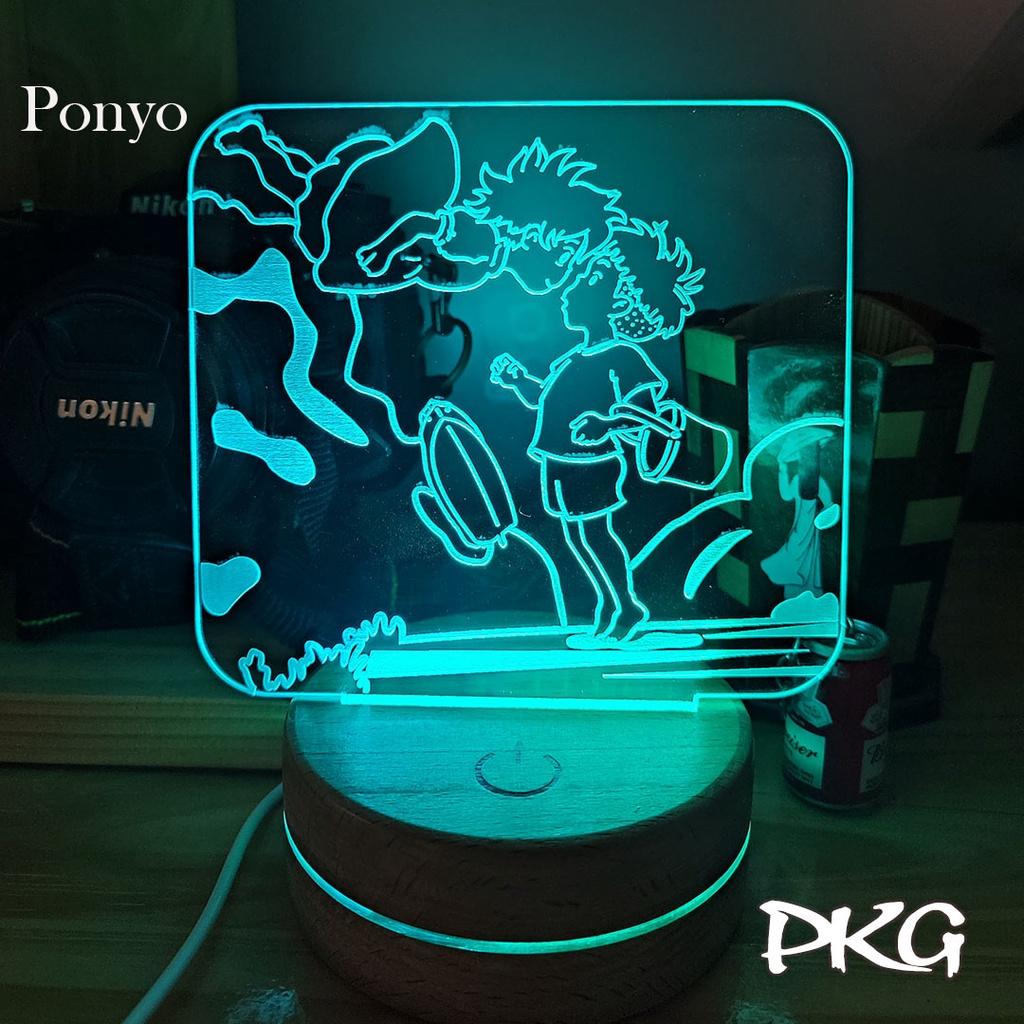 Đèn Ngủ Led 3D PONYO nhân vật Anime phát sáng 16 màu cảm ứng có điều khiển từ xa