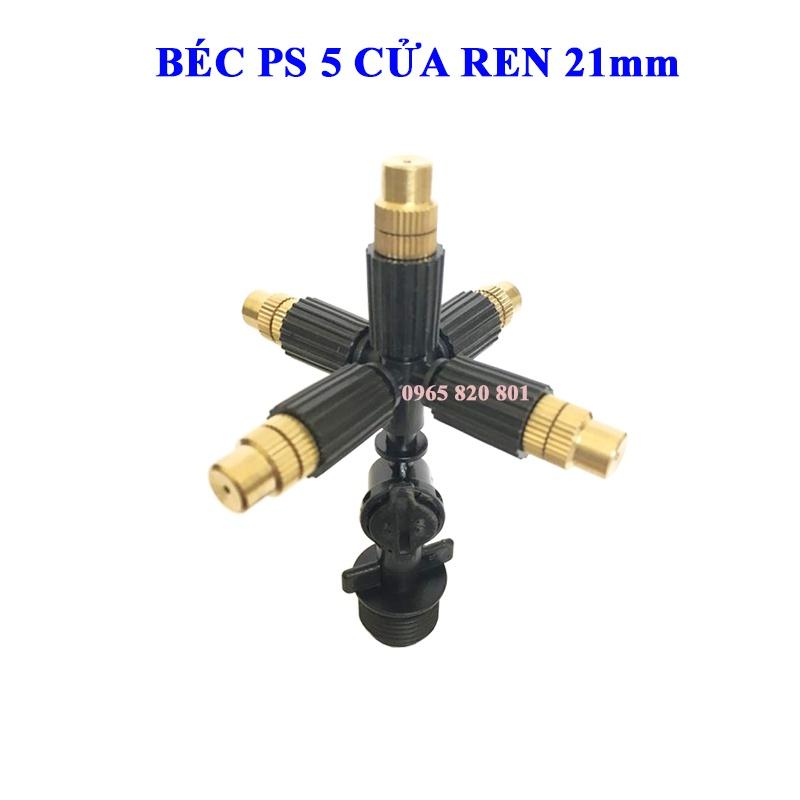 Béc phun sương 5 cửa đầu đồng ren 21