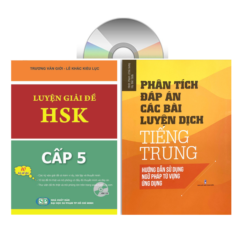 Combo 2 sách Luyện giải đề thi HSK cấp 5 có mp3 nghe + Phân tích đáp án các bài luyện dịch Tiếng Trung +DVD tài liệu