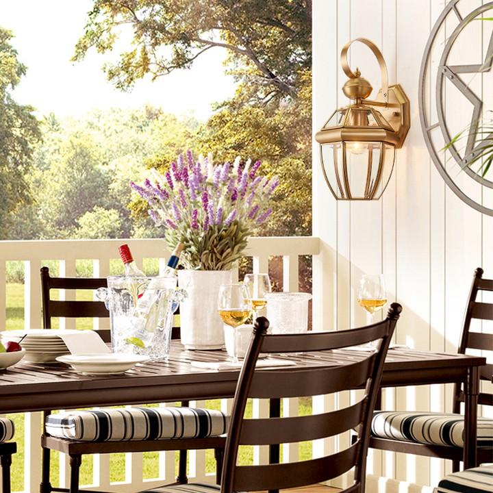 Đèn tường đồng GOLD - đèn gắn tường lối đi , hành lang , trang trí hiên nhà ngoài trời