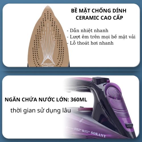 Bàn Ủi Hơi Nước không dây SOKANY AJ-2085 - Hàng chính hãng