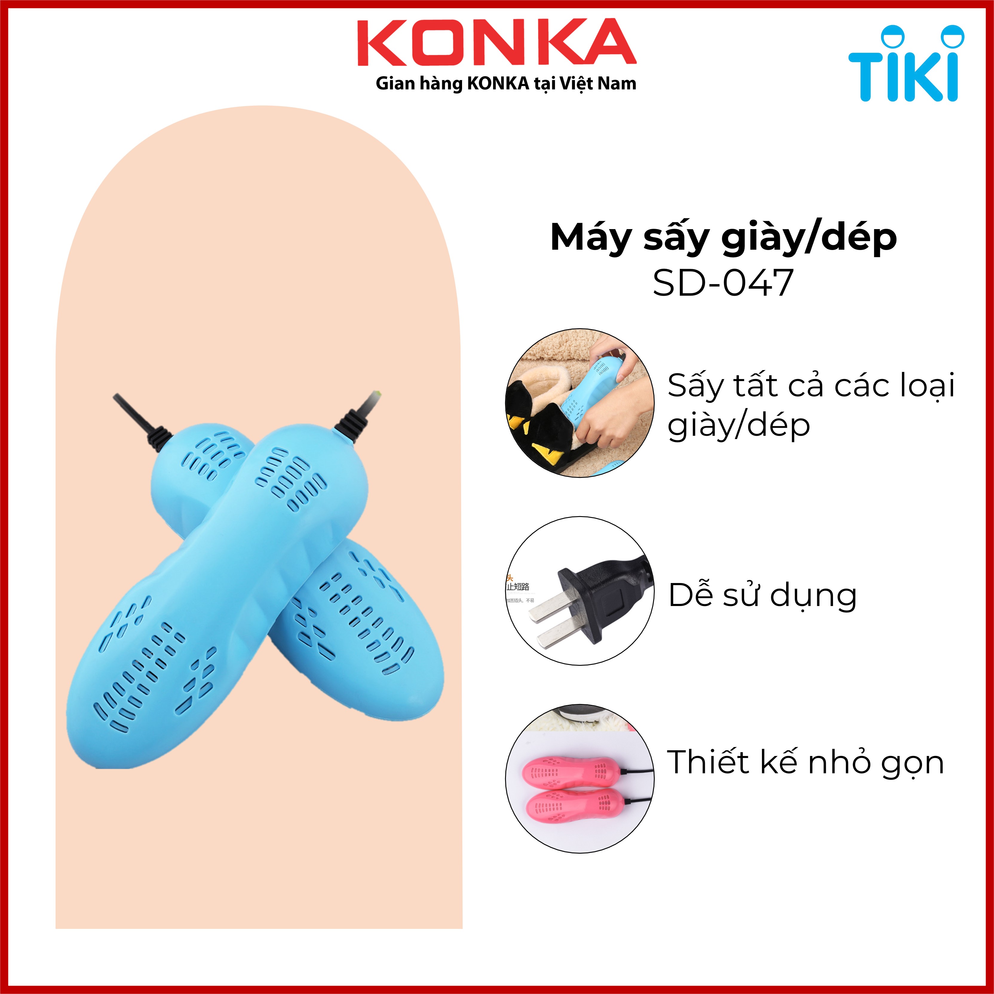 Máy sấy giày, máy làm khô giày, dép khử mùi SD-047, diệt khuẩn, dễ sử dụng.