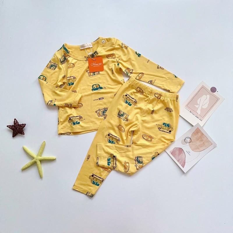 BỘ DÀI TAY NÚT VAI MIWOO KID THUN LẠNH HOẠ TIẾT ĐÁNG YÊU CHO BÉ TỪ 8-19kg