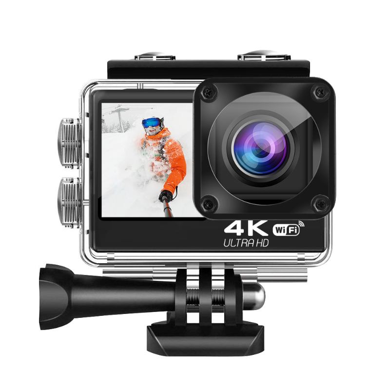 Máy ảnh hành động chống lắc WiFi 4K 60fps Màn hình kép 170 ° góc rộng 30m Máy ảnh thể thao chống thấm nước với điều khiển từ xa