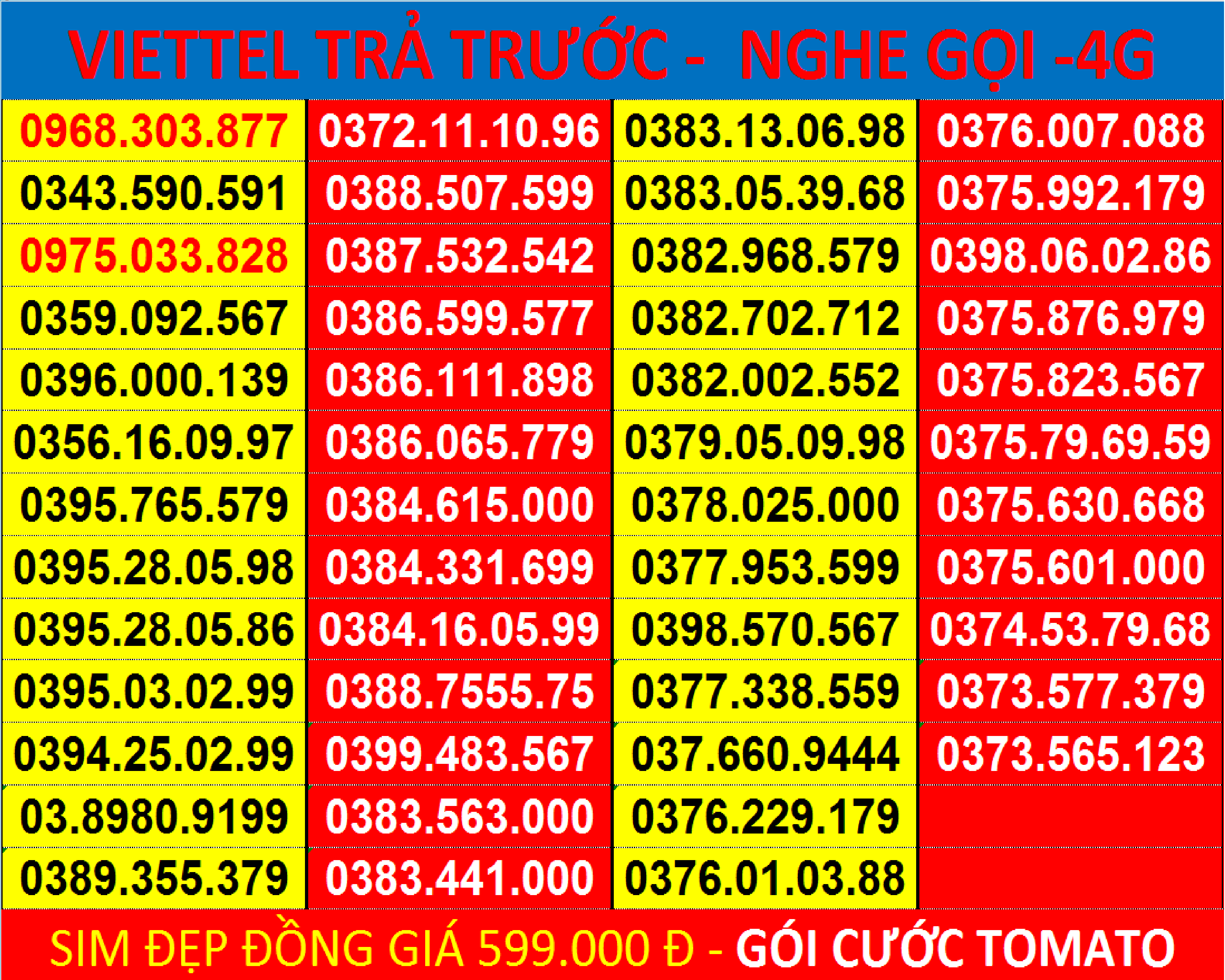 Sim đẹp Viettel đầu 09 - Thần Tài - Phong Thuỷ - Sim Trả trước - Cam kết đăng ký chính chủ - đồng giá 599.000đ - Hàng Chính Hãng