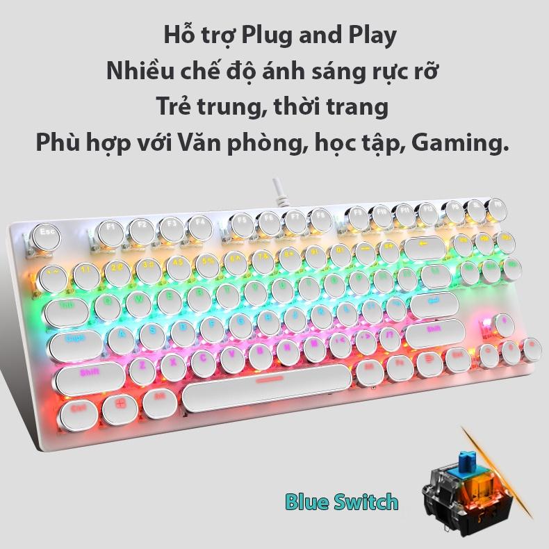 Bàn phím cơ Coputa Bàn phím cơ TKL máy tính Gaming laptop Full LED phím tròn có dây K550PT