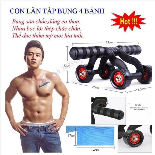 Con Lăn Tập Cơ Bụng 4 Bánh